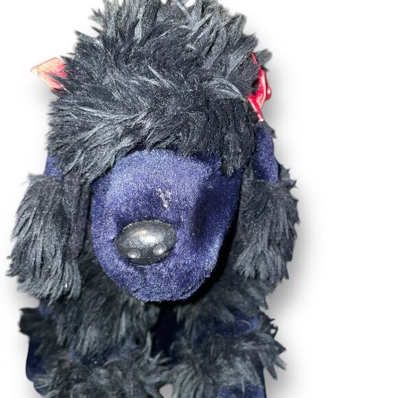 FAO Schwarz Plush Poodle Puppy Dog Stuffed Animal Red Bow Nursery Realistic 11" - Picture 5 of 10